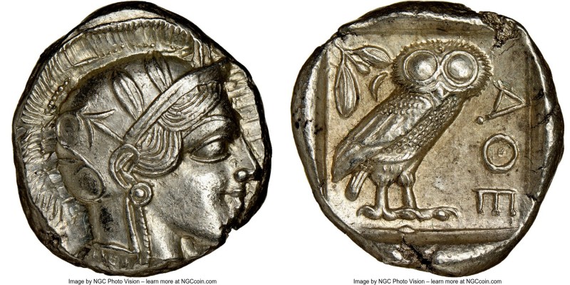 ATTICA. Athens. Ca. 440-404 BC. AR tetradrachm (25mm, 17.21 gm, 7h). NGC MS 4/5 ...