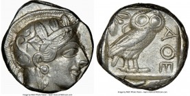 ATTICA. Athens. Ca. 440-404 BC. AR tetradrachm (23mm, 17.20 gm, 4h). NGC AU 4/5 - 4/5. Mid-mass coinage issue. Head of Athena right, wearing crested A...