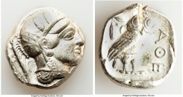 ATTICA. Athens. Ca. 440-404 BC. AR tetradrachm (25mm, 17.14 gm, 4h). VF. Mid-mass coinage issue. Head of Athena right, wearing crested Attic helmet or...