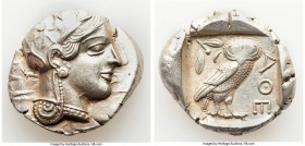 ATTICA. Athens. Ca. 440-404 BC. AR tetradrachm (28mm, 16.47 gm, 12h). Choice XF. Mid-mass coinage issue. Head of Athena right, wearing crested Attic h...