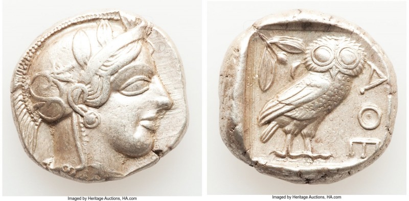 ATTICA. Athens. Ca. 440-404 BC. AR tetradrachm (24mm, 17.18 gm, 1h). XF. Mid-mas...