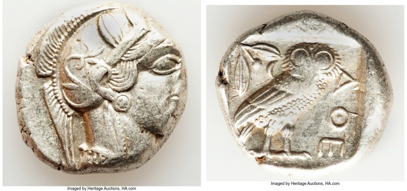 ATTICA. Athens. Ca. 440-404 BC. AR tetradrachm (25mm, 17.14 gm, 1h). XF. Mid-mas...