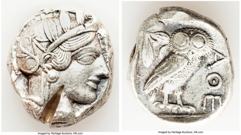 ATTICA. Athens. Ca. 440-404 BC. AR tetradrachm (25mm, 17.21 gm, 7h). XF, test cu...