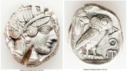 ATTICA. Athens. Ca. 440-404 BC. AR tetradrachm (25mm, 17.21 gm, 7h). XF, test cut. Mid-mass coinage issue. Head of Athena right, wearing crested Attic...