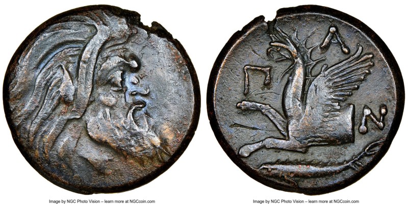 CIMMERIAN BOSPORUS. Panticapaeum. 4th century BC. AE (22mm, 12h). NGC VF, flan f...