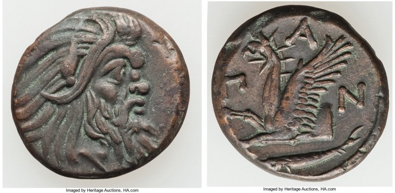 CIMMERIAN BOSPORUS. Panticapaeum. 4th century BC. AE (21mm, 6.23 gm, 11h). Choic...