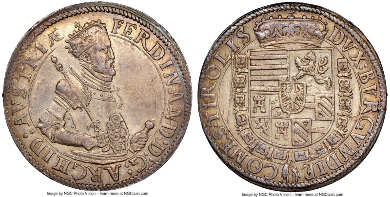 Archduke Ferdinand Taler ND (1564-1595) AU Details (Reverse Scratched) NGC, Hall...