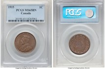 George V 3-Piece Lot of Certified Assorted Cents PCGS, 1) Cent 1915 - MS65 Brown, Ottawa mint, KM21. 2) Cent 1920 - MS64 Brown, Ottawa mint, KM28 3) 5...