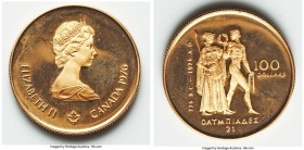 Elizabeth II gold Proof "Montreal Olympics" 100 Dollars 1976, KM116. 25mm. 16.91gm. AGW 0.25 oz. 

HID09801242017

© 2020 Heritage Auctions | All ...
