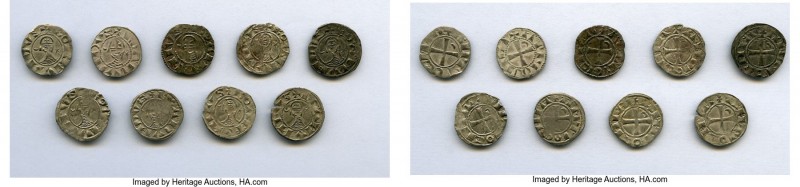 Principality of Antioch 9-Piece Lot of Uncertified Bohemond Era "Helmet" Deniers...