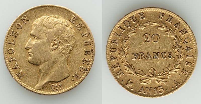 Napoleon gold 20 Francs L'An 13 (1804/1805)-A XF, Paris mint, KM663.1 20.9mm. 6....