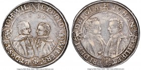 Saxe-Altenburg. Johann Philipp, Friedrich, Johann Wilhelm & Friedrich Wilhelm II Taler 1607-WA XF40 NGC, Saalfeld mint, KM3, Dav-7361. Dealer tag incl...