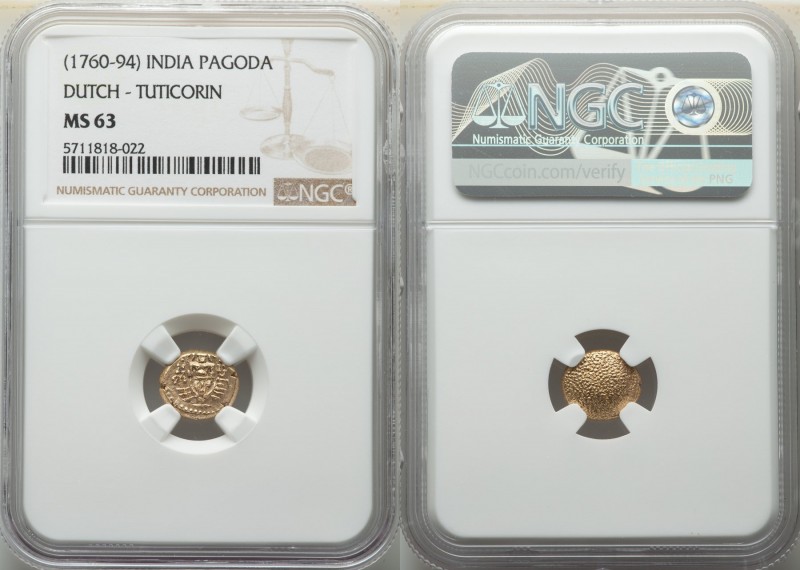Dutch India gold Pagoda ND (1760-1794) MS63 NGC, Tuticorin mint, KM49. 

HID09...