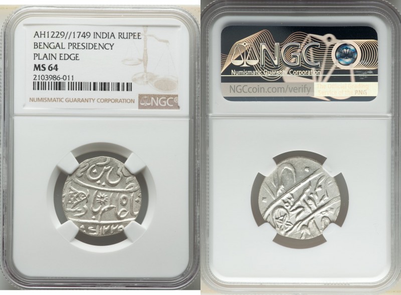 British India. Bengal Presidency Rupee AH 1229 Year 17/49 (1815) MS64 NGC, Benar...