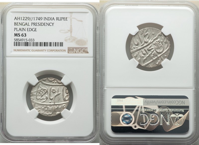 British India. Bengal Presidency Rupee AH 1229 Year 17/49 (1815) MS63 NGC, Benar...