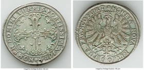 4-Piece Lot of Uncertified Assorted Issues, 1) German States: Frankfurt. Free City 60 Kreuzer (Gulden) 1674-MF - XF (Residue), Dav-516. 36.8mm. 19.46g...