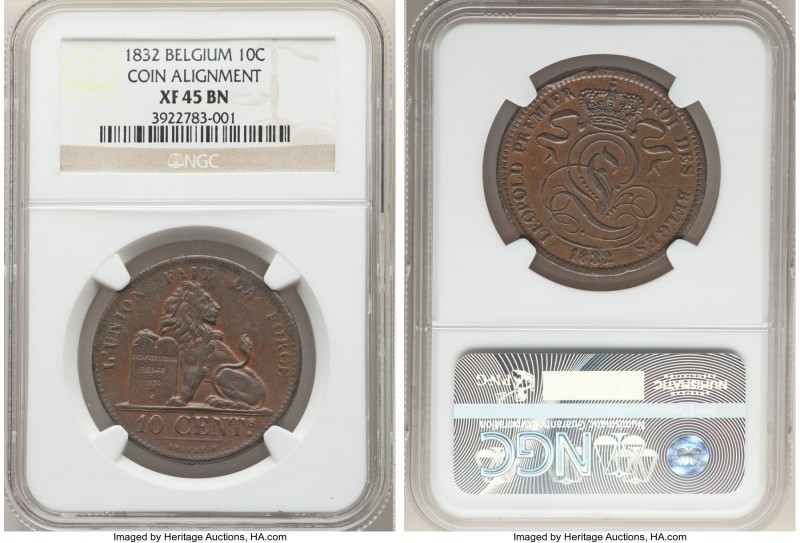 3-Piece Lot of Certified Assorted Issues, 1) Belgium: Leopold I 1832 - XF45 Brow...