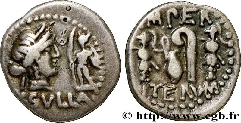 SULLA
Type : Denier 
Date : 84-83 AC. 
Mint name / Town : Rome 
Metal : silver 
...