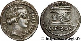 SCRIBONIA
Type : Denier 
Date : 62 AC. 
Mint name / Town : Rome 
Metal : silver 
Millesimal fineness : 950  ‰
Diameter : 20  mm
Orientation dies : 5  ...
