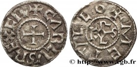 CHARLES II LE CHAUVE / THE BALD
Type : Denier 
Date : circa 840-864 
Date : n.d. 
Mint name / Town : Melle 
Metal : silver 
Diameter : 20  mm
Orientat...