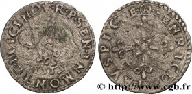 ITALY - SIENA - MONTALCINO - HENRY II
Type : Parpaillole 
Date : 1557 
Mint name / Town : Montalcino 
Metal : billon 
Diameter : 21,5  mm
Orientation ...