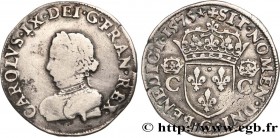 HENRY III. COINAGE IN THE NAME OF CHARLES IX
Type : Teston, 2e type 
Date : 1575 
Mint name / Town : Poitiers 
Quantity minted : 70711 
Metal : silver...