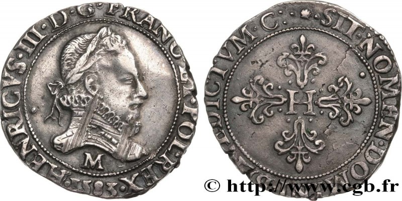 HENRY III
Type : Franc au col fraisé 
Date : 1583 
Mint name / Town : Toulouse 
...