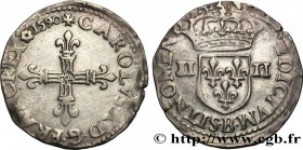 CHARLES X, CARDINAL OF BOURBON
Type : Quart d'écu, croix de face 
Date : 1590 
Mint name / Town : Rouen 
Quantity minted : 112014 
Metal : silver 
Mil...