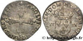 CHARLES X, CARDINAL OF BOURBON
Type : Quart d'écu, croix de face 
Date : 1591 
Mint name / Town : Paris 
Quantity minted : 838026 
Metal : silver 
Mil...