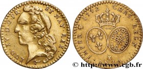 LOUIS XV THE BELOVED
Type : Demi-louis dit “au bandeau” 
Date : 1742 
Mint name / Town : Amiens 
Quantity minted : 1770 
Metal : gold 
Millesimal fine...