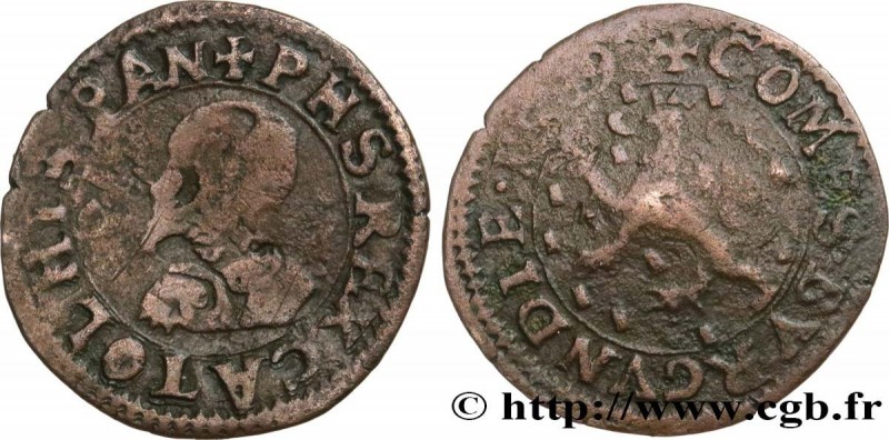 COUNTY OF BURGUNDY - PHILIP II OF SPAIN
Type : Denier 
Date : 1589 
Mint name / ...