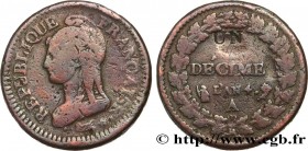 DIRECTOIRE
Type : Un décime Dupré, modification du 2 décimes, exemplaire hybride 
Date : An 4 (1795-1796) 
Mint name / Town : Paris 
Quantity minted :...