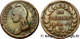 DIRECTOIRE
Type : Un décime Dupré, grand module, avec accent 
Date : An 7 (1798-1799) 
Mint name / Town : Lille 
Quantity minted : 1883700 
Metal : co...