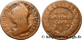 DIRECTOIRE
Type : Cinq centimes Dupré, grand module, "refrappage" du décime 
Date : An 5 (1796-1797) 
Mint name / Town : Paris 
Quantity minted : 5158...