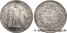 CONSULATE
Type : 5 francs Union et Force, Union serré, avec glands intérieurs et gland extérieur 
Date : An 9 (1800-1801) 
Mint name / Town : Paris 
Q...