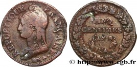 CONSULATE
Type : Cinq centimes Dupré, grand module, double frappe au revers 
Date : An 8 (1799-1800) 
Mint name / Town : Metz 
Quantity minted : 20002...