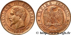 SECOND EMPIRE
Type : Cinq centimes Napoléon III, tête nue 
Date : 1854 
Mint name / Town : Lyon 
Quantity minted : 18592748 
Metal : bronze 
Diameter ...