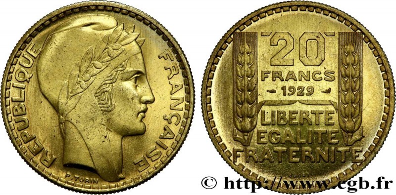 III REPUBLIC
Type : Essai de 20 francs Turin en bronze-aluminium 
Date : 1929 
M...