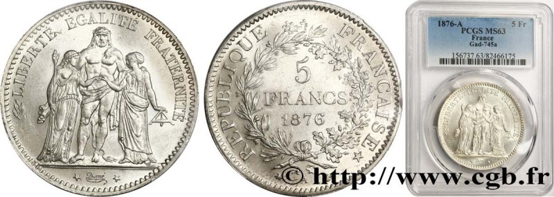 III REPUBLIC
Type : 5 francs Hercule 
Date : 1876 
Mint name / Town : Paris 
Qua...