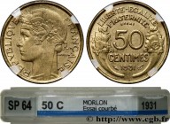 III REPUBLIC
Type : Essai de 50 centimes Morlon 
Date : 1931 
Quantity minted : --- 
Metal : bronze-aluminium 
Diameter : 18  mm
Orientation dies : 6 ...