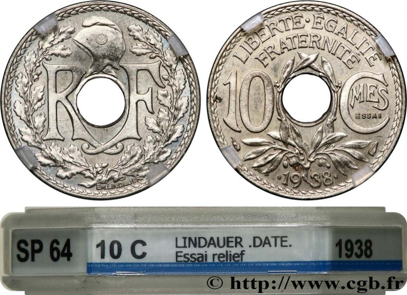 III REPUBLIC
Type : Essai de 10 centimes Lindauer, Bronze-Nickel 
Date : .1938. ...