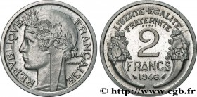 PROVISIONAL GOVERNEMENT OF THE FRENCH REPUBLIC
Type : Essai-piéfort de 2 francs Morlon en aluminium 
Date : 1946 
Mint name / Town : Paris 
Quantity m...