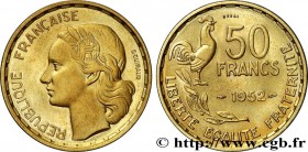 IV REPUBLIC
Type : Essai-piéfort au double de 50 francs Guiraud 
Date : 1952 
Mint name / Town : Paris 
Quantity minted : 104 
Metal : bronze-aluminiu...