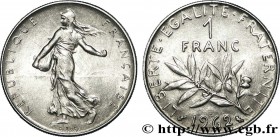 V REPUBLIC
Type : 1 franc Semeuse, nickel 
Date : 1962 
Mint name / Town : Paris 
Quantity minted : 14014136 
Metal : nickel 
Diameter : 24  mm
Orient...
