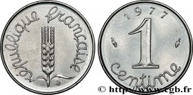 V REPUBLIC
Type : 1 centime Épi, avec rebord 
Date : 1977 
Mint name / Town : Pessac 
Quantity minted : --- 
Metal : stainless steel 
Diameter : 15  m...