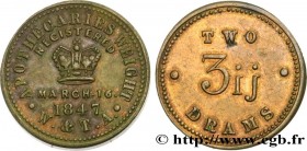 ENGLAND - COIN WEIGHT
Type : Poids d’apothicaire de deux drachmes 
Date : (XVe-XVIe siècles) 
Date : 1847 
Metal : brass 
Diameter : 20,5  mm
Orientat...
