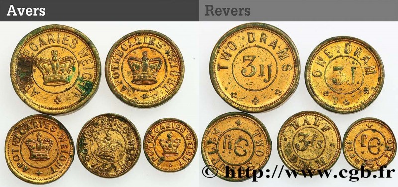 ENGLAND - COIN WEIGHT
Type : Lot de cinq poids d’apothicaire 
Date : (XVe-XVIe s...