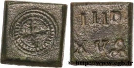 HENRI III TO LOUIS XIV - COIN WEIGHT
Type : Poids monétaire pour le huitième d’écu 
Date : n.d. 
Metal : brass 
Diameter : 13  mm
Orientation dies : 1...