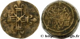 HENRI III TO LOUIS XIV - COIN WEIGHT
Type : Poids monétaire pour le huitième d’écu 
Date : n.d. 
Metal : brass 
Diameter : 19  mm
Orientation dies : 1...