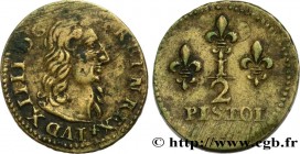 LOUIS XIII AND LOUIS XIV - COIN WEIGHT
Type : Poids monétaire pour le demi louis d’or aux huit L 
Date : n.d. 
Metal : brass 
Diameter : 16,5  mm
Orie...